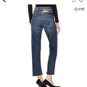 MOTHER tomcat ankle Jeans with Sunburst Embroidery in roasting nuts 26